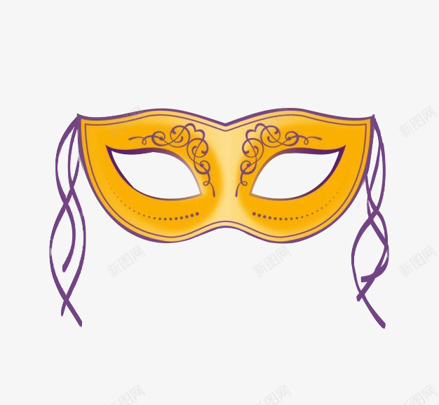 假面舞会psd免抠素材_88icon https://88icon.com 丝带 神秘 金色面具