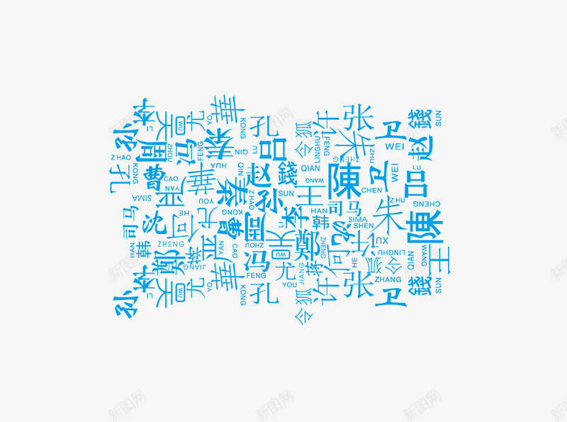 百家姓装饰矢量图ai免抠素材_88icon https://88icon.com 百家姓 蓝色 装饰图 矢量图