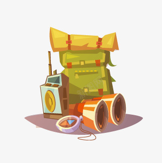 户外用品png免抠素材_88icon https://88icon.com 对讲机 户外 指南针 望远镜 背包