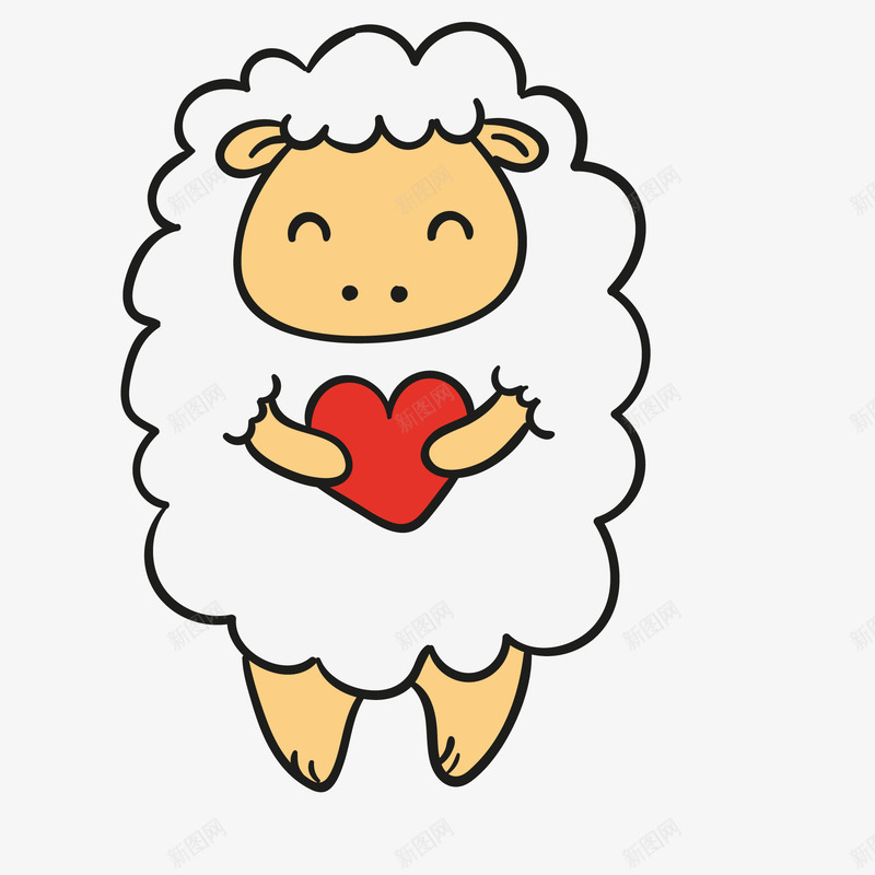 卡通手绘拿着爱心的绵羊矢量图ai免抠素材_88icon https://88icon.com 农场 动物设计 卡通 手绘 爱心 绵羊 表白节 矢量图