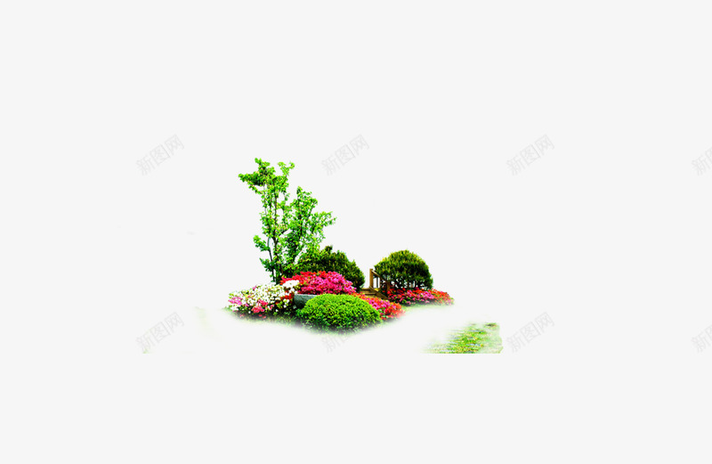 绿色庭院花丛草丛psd免抠素材_88icon https://88icon.com 绿色庭院花丛草丛