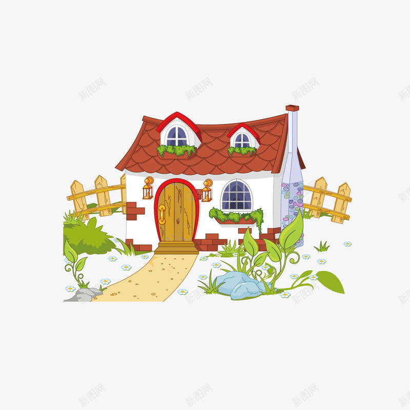 房子和栅栏矢量图ai免抠素材_88icon https://88icon.com 房子 栅栏 植物 矢量图
