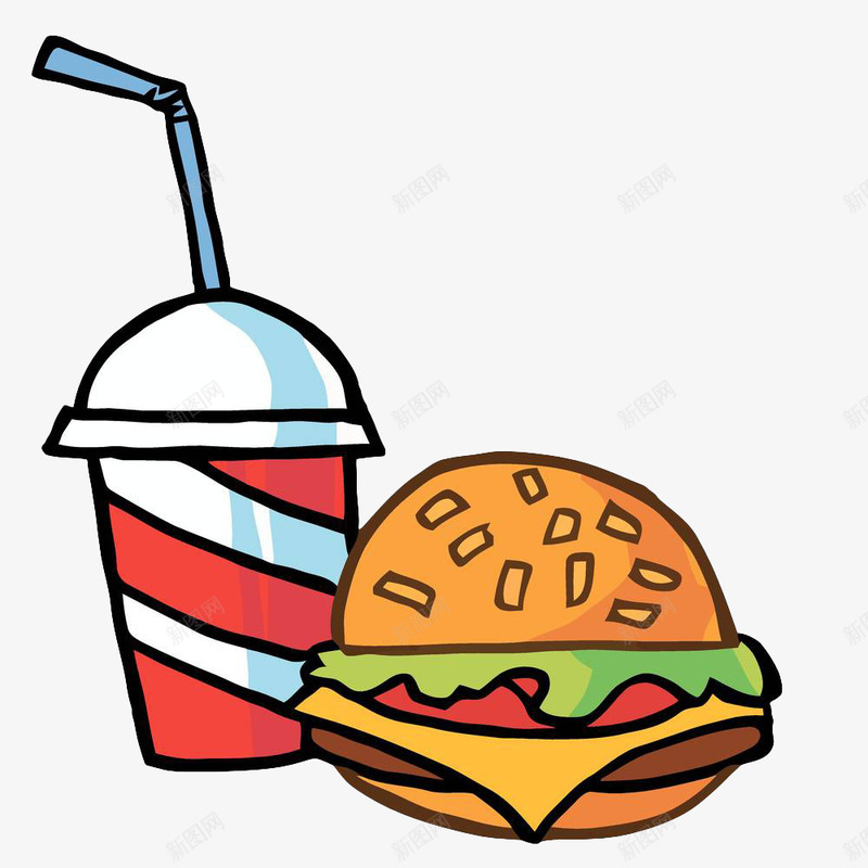 手绘纸杯吸管可乐汉堡png免抠素材_88icon https://88icon.com 可乐 吸管 手绘 杯装可乐 汉堡包 碳酸饮料 纸杯 饮料
