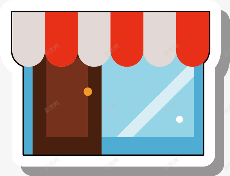 可爱便利店png免抠素材_88icon https://88icon.com 便利店 矢量素材 蓝色玻璃门 购物