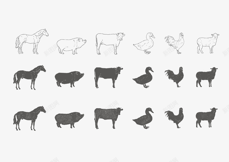 农场的动物png免抠素材_88icon https://88icon.com 农场 剪影 家禽 牲畜 生产