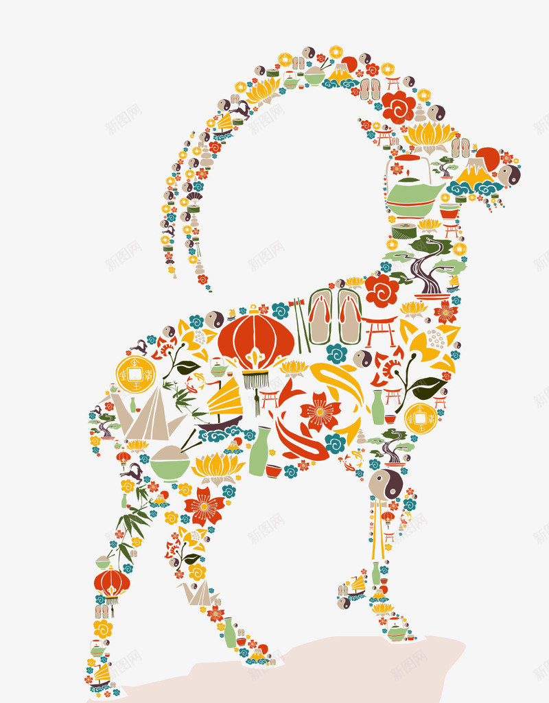 领头羊图案矢量图eps免抠素材_88icon https://88icon.com 图案羊 拼图羊 羊 羊图案 羊图案设计 羊设计 花纹样 领头羊 矢量图