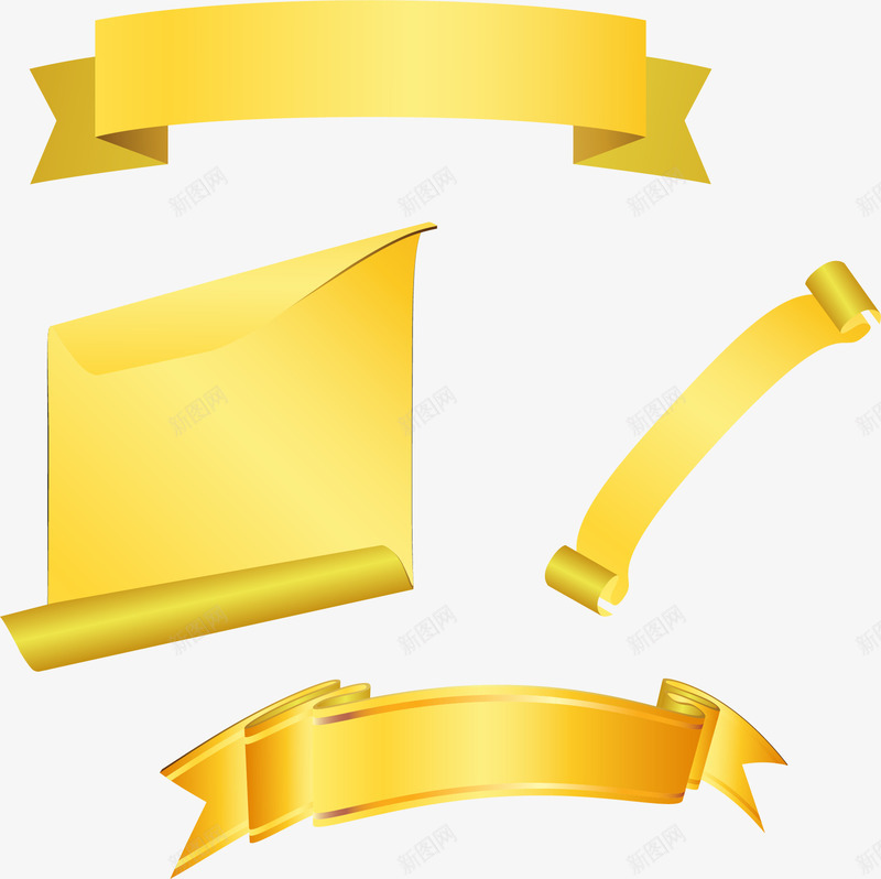 金色标语背景彩带png免抠素材_88icon https://88icon.com 光泽效果 彩带 标语背景 矢量素材 金色