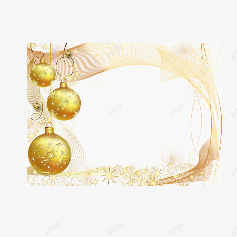 圣诞边框png免抠素材_88icon https://88icon.com 简约欧式 金属色 金色 铃铛装饰
