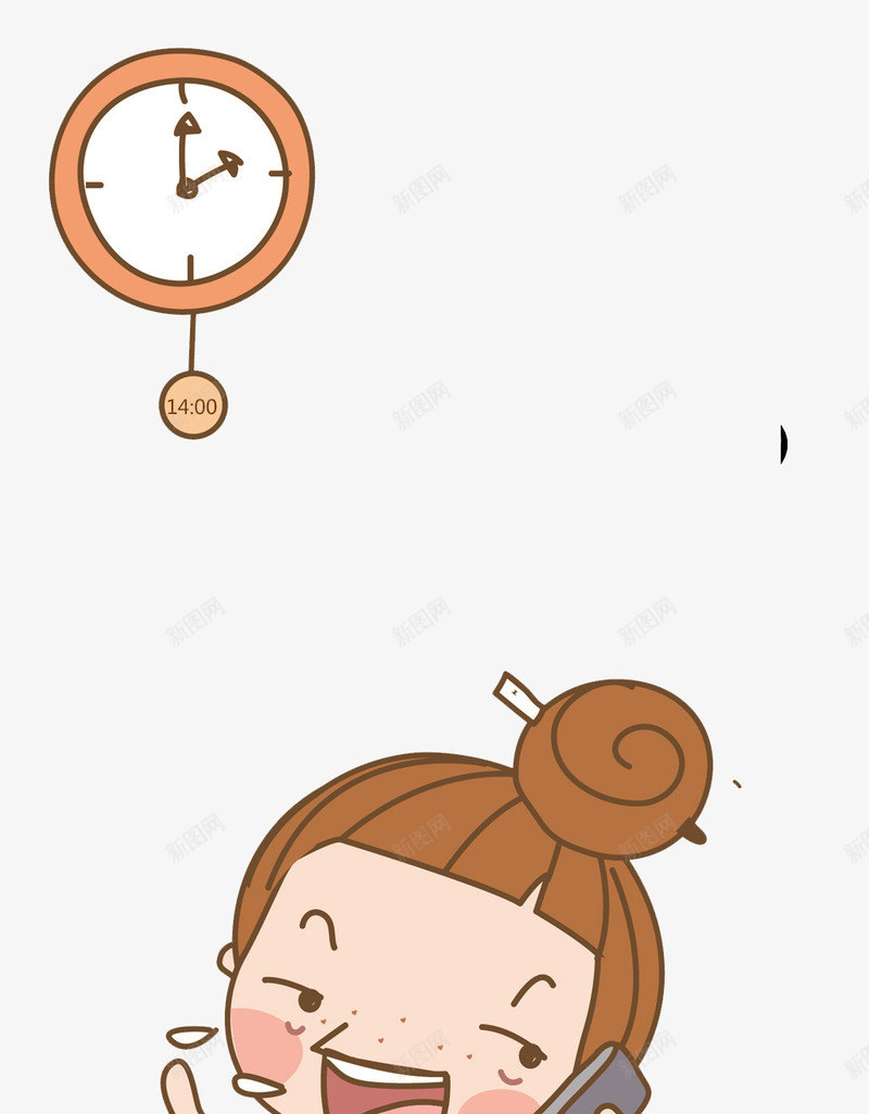 卡通丸子头小女孩png免抠素材_88icon https://88icon.com 卡通 小女孩 表 通电话