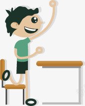 开学元素png免抠素材_88icon https://88icon.com 上课 举手 小男孩 小男孩举手 桌椅
