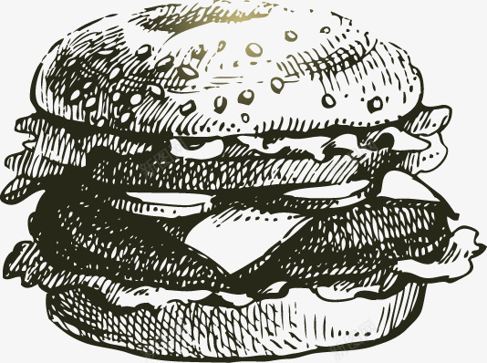 手绘快餐食品插图矢量图ai免抠素材_88icon https://88icon.com 快餐 批萨 汉堡包 薯条 矢量图