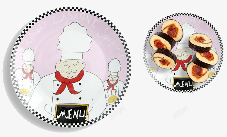 卡通厨师图案餐盘png免抠素材_88icon https://88icon.com 产品实物 厨房用品 双十一宝贝 电商产品 精美餐盘