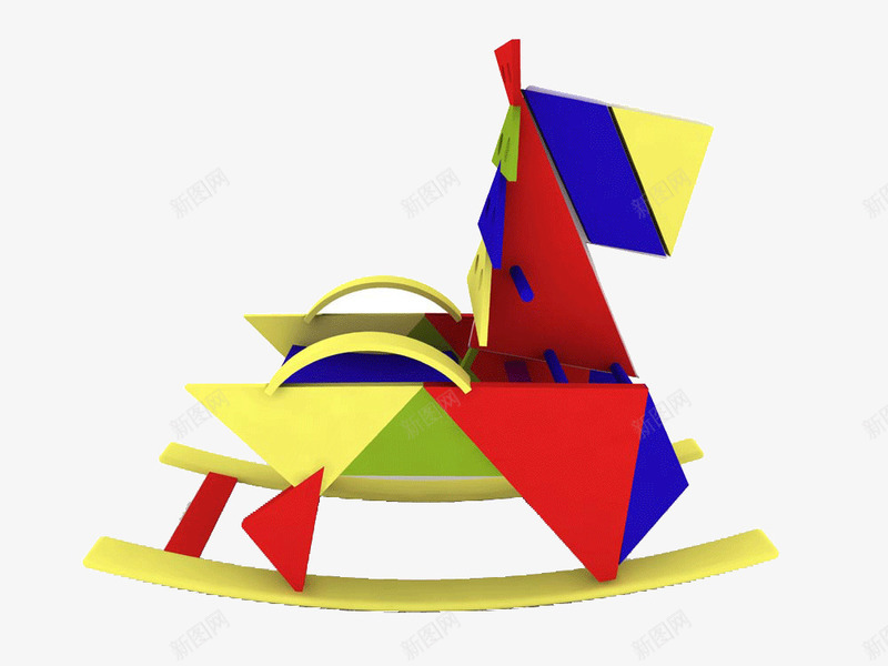 七巧板摇摇马png免抠素材_88icon https://88icon.com 七巧板 拼图 摇摇马 木马
