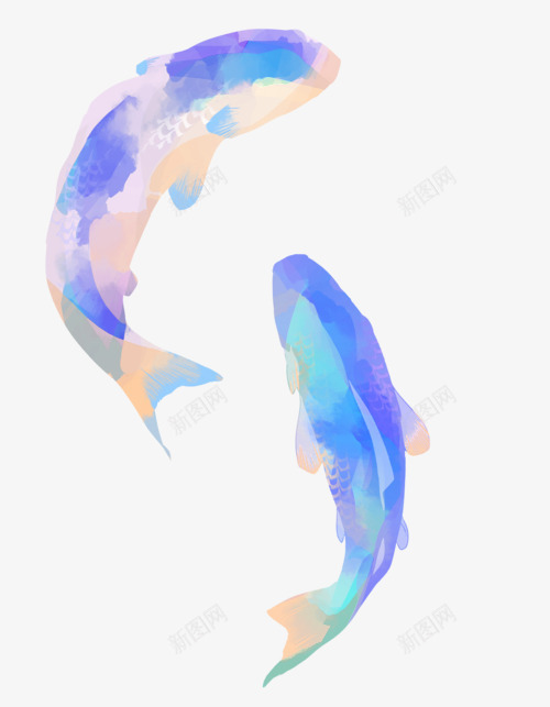 蓝色清新水墨鲤鱼装饰图案png免抠素材_88icon https://88icon.com 免抠PNG 水墨 清新 蓝色 装饰图案 鲤鱼