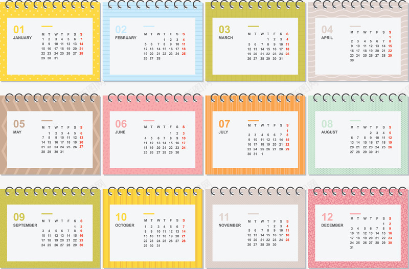 卡通彩色一年日历png免抠素材_88icon https://88icon.com 卡通 彩色 日历 日期 时间 时间动画 月份