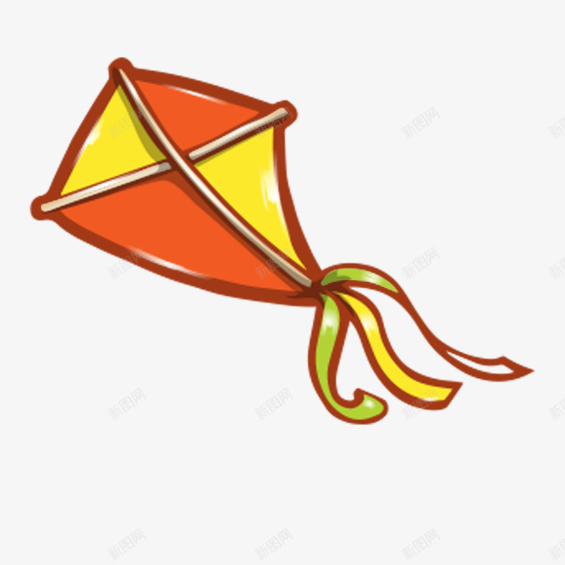 风筝psd免抠素材_88icon https://88icon.com 卡通 户外 风筝 黄色