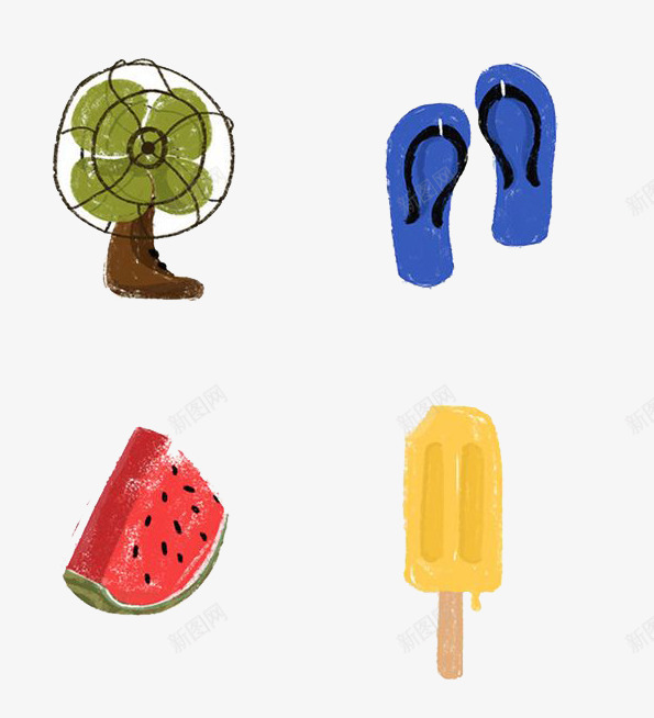 水彩夏天物品png免抠素材_88icon https://88icon.com 卡通 夏天 水彩 物品 装饰
