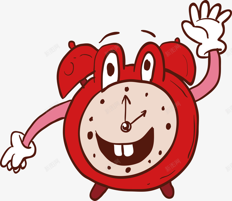 红色卡通闹钟png免抠素材_88icon https://88icon.com 卡通闹钟 可爱闹钟 矢量png 红色闹钟 闹钟