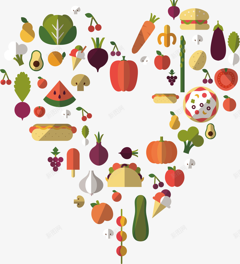 食材拼图爱心矢量图ai免抠素材_88icon https://88icon.com 世界美食日 拼图爱心 爱心 矢量png 食材 食材拼图 矢量图