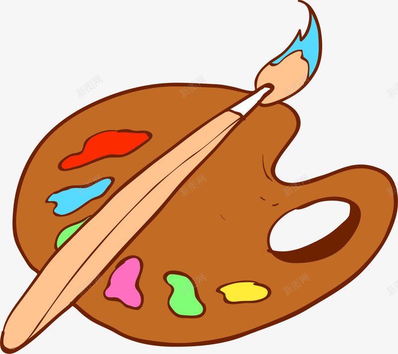 画画工具棕色调色板png免抠素材_88icon https://88icon.com 多彩颜料 棕色调色板 水彩颜料 画画工具 补习班 黄色画笔