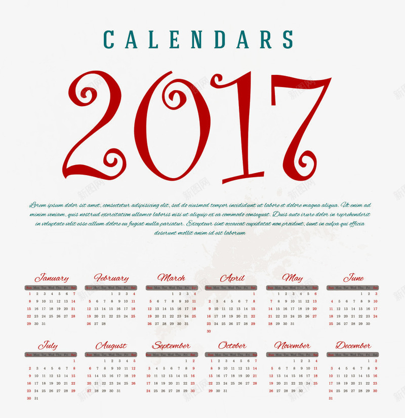 2017日历元素png免抠素材_88icon https://88icon.com 2017 创意 台历 新年 日历