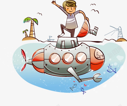 手绘奋斗人物潜水艇png免抠素材_88icon https://88icon.com 人物 奋斗 潜水艇