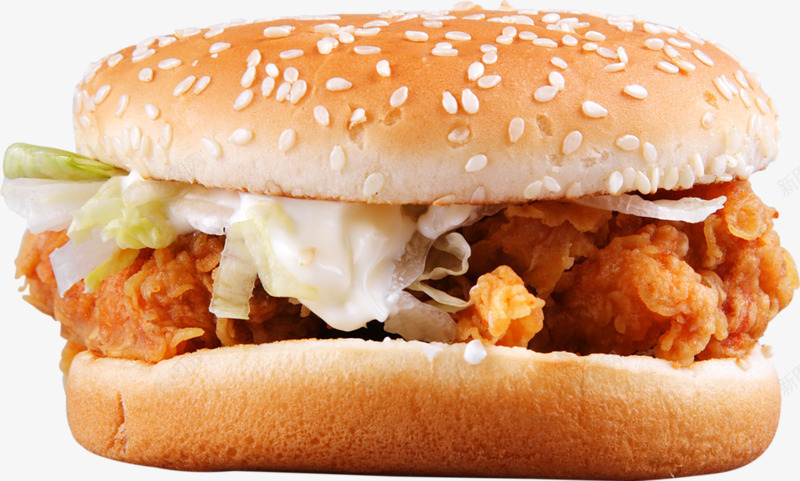 鸡腿汉堡png免抠素材_88icon https://88icon.com 食品 食物 餐饮 鸡腿汉堡