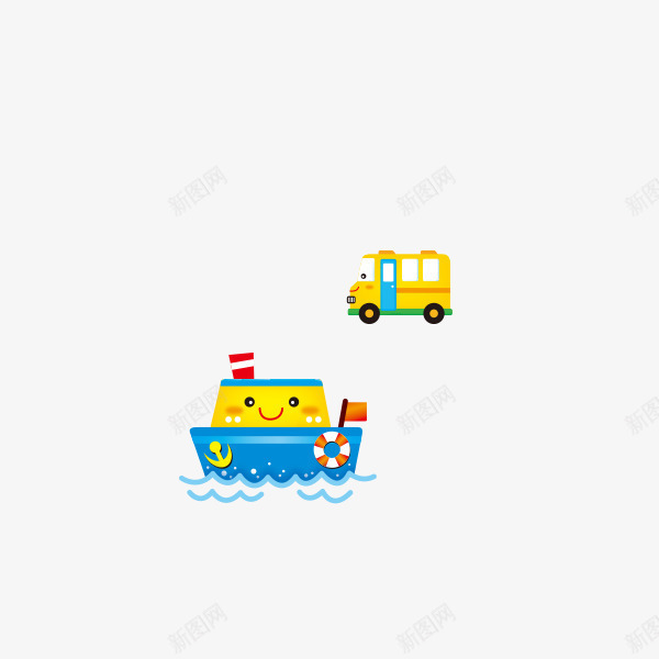 卡通玩具png免抠素材_88icon https://88icon.com 小船 小车 玩具