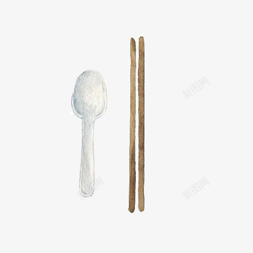 用餐工具手绘画片png免抠素材_88icon https://88icon.com 勺子 用餐工具 筷子 色彩画