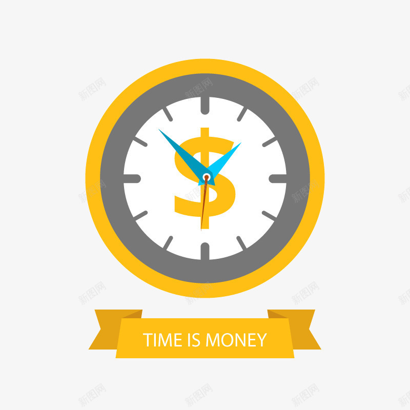 扁平化钟表金钱插画矢量图ai免抠素材_88icon https://88icon.com 扁平化 时间 时间就是金钱 装饰矢量图 钟表 矢量图