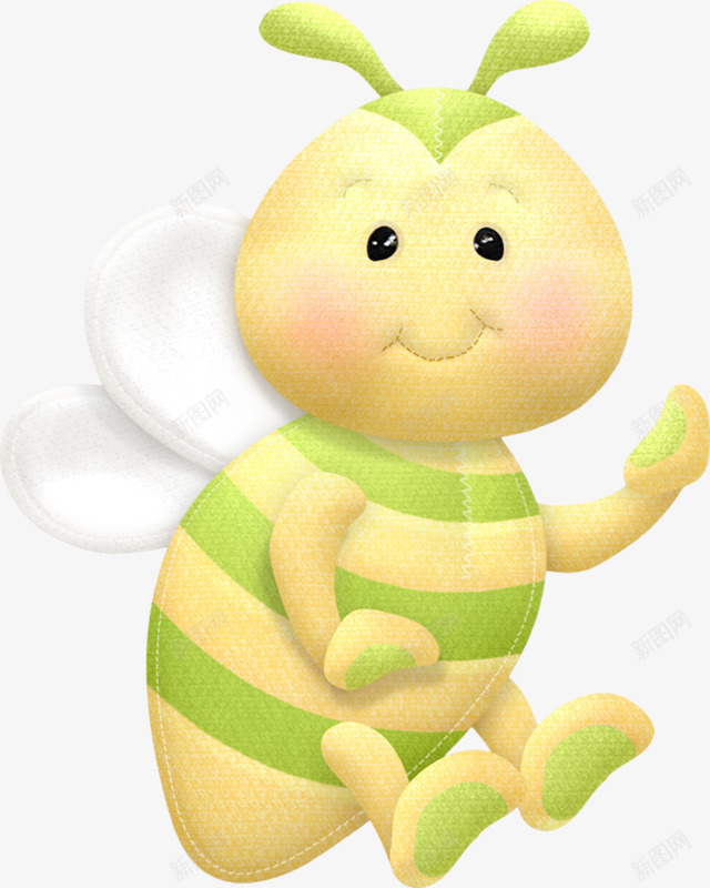 绿色小蜜蜂png免抠素材_88icon https://88icon.com 白色 绿色 翅膀 蜜蜂 黄色
