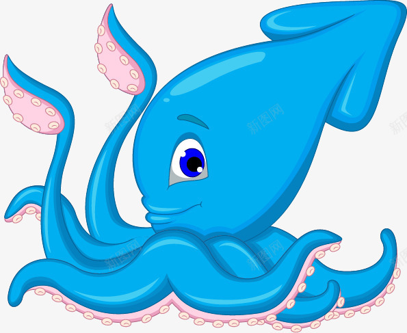 蓝色章鱼png免抠素材_88icon https://88icon.com 卡通章鱼 手绘章鱼 章鱼