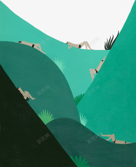 山上躺着的人png免抠素材_88icon https://88icon.com 创意 极简 自然