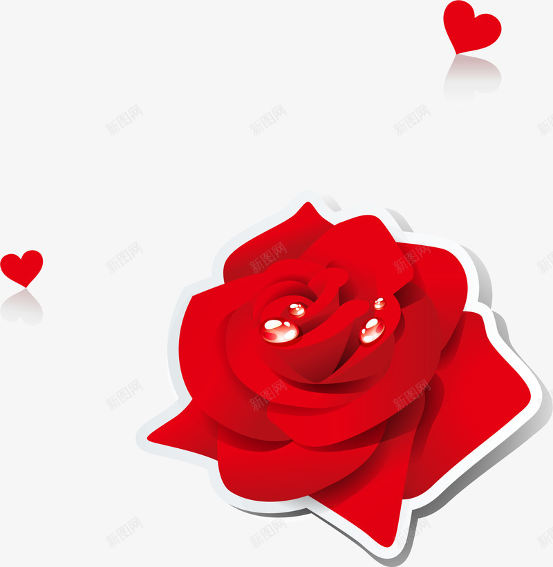 红色玫瑰花心形图案矢量图ai免抠素材_88icon https://88icon.com 心形图案 玫瑰花 红色 矢量图