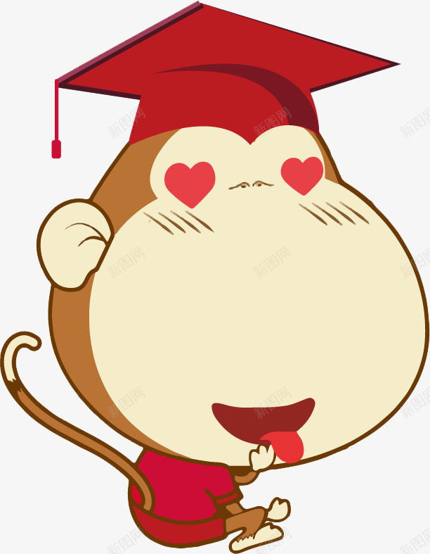 小猴子png免抠素材_88icon https://88icon.com 博士帽 小猴子 水彩 爱心