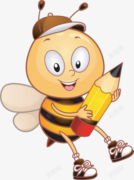 卡通小蜜蜂铅笔png免抠素材_88icon https://88icon.com 免抠蜜蜂 卡通 小蜜蜂 铅笔 黄色