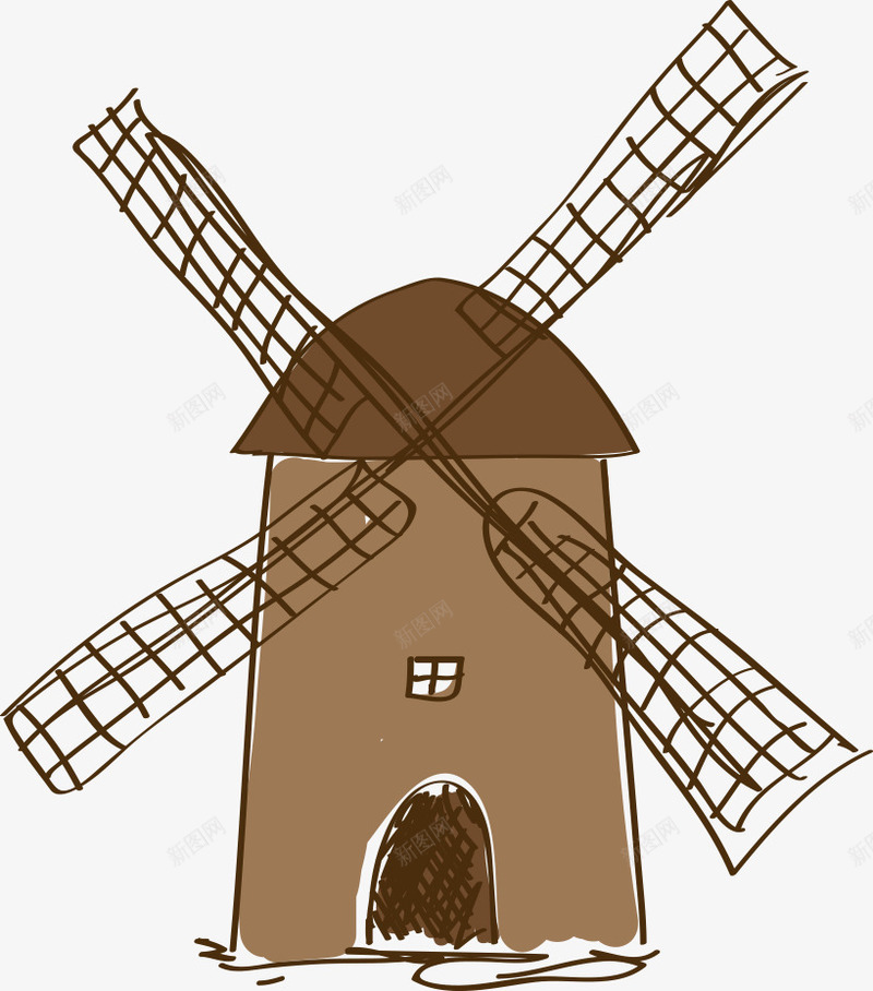 手绘卡通风车png免抠素材_88icon https://88icon.com 卡通风车 手绘风车 磨面风车 风车