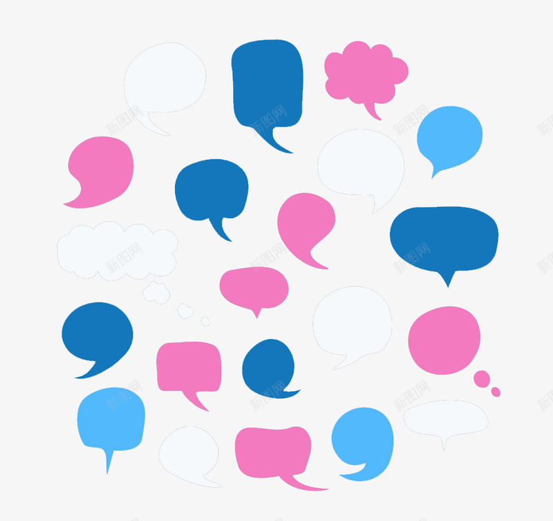 卡通可爱对话框png免抠素材_88icon https://88icon.com 创意 卡通对话框 对话框 标点符号对话框 玫红 蓝色