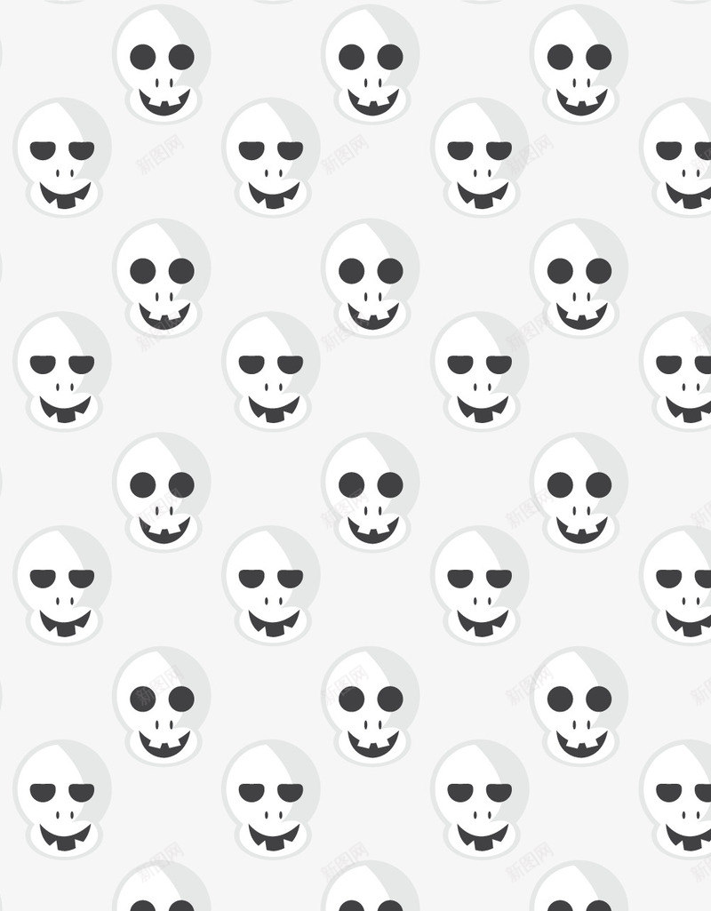 万圣节骷髅头装饰矢量图ai免抠素材_88icon https://88icon.com 万圣节 卡通骷髅 恐怖 白色 背景装饰 骨头 骷髅头 矢量图