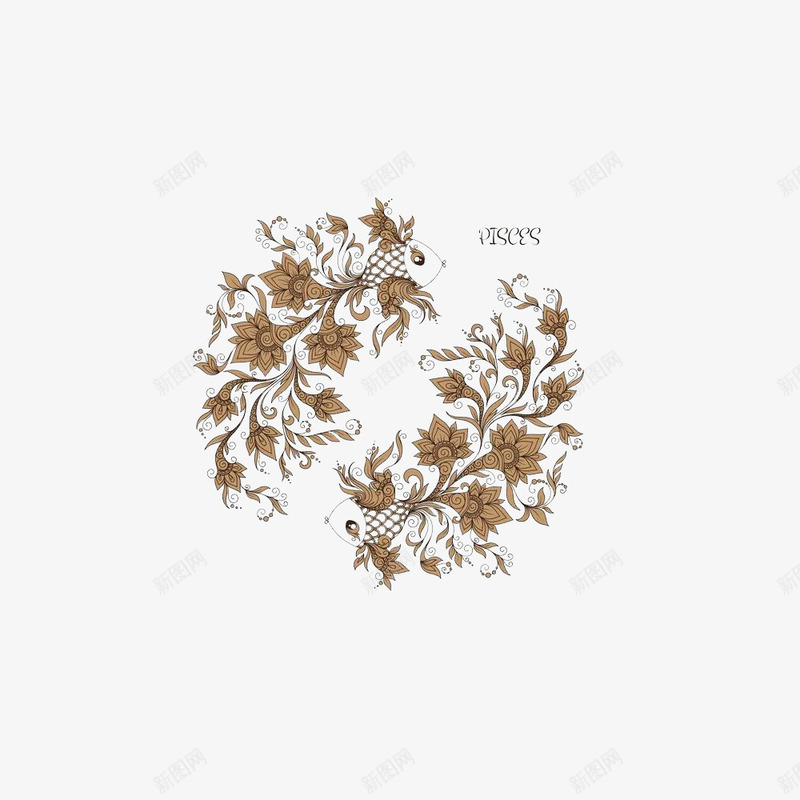 手绘风双鱼座壁纸装饰psd免抠素材_88icon https://88icon.com 双鱼座 小清新 时尚 星座 星座线条 神秘 线条 装饰 金色 鱼儿