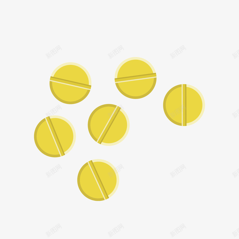 黄色圆形散布的药片矢量图ai免抠素材_88icon https://88icon.com 健康 光泽 医疗 反光 圆形 散布 治疗 药片 质感 黄色 矢量图