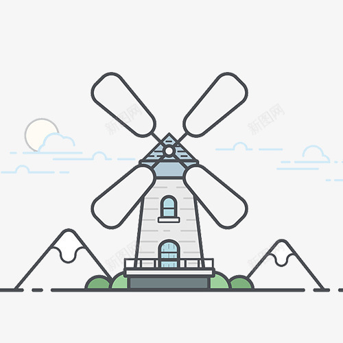简约的雪山前的四页风车psd免抠素材_88icon https://88icon.com 四页 简约 雪山 风车
