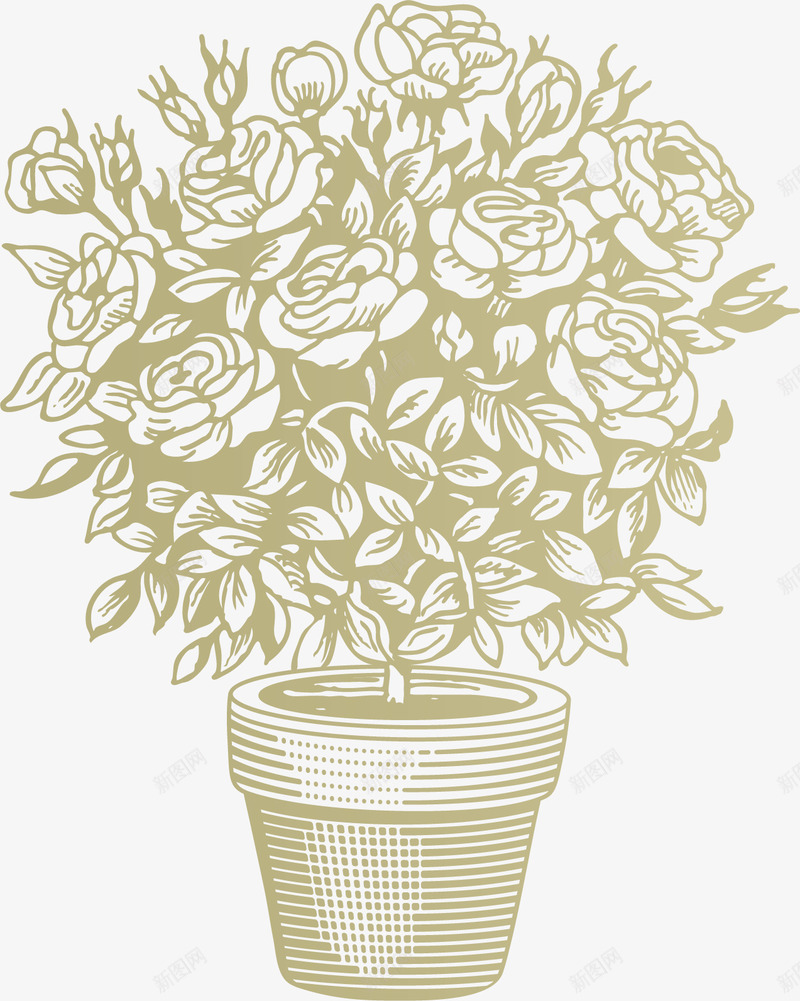 手绘花盆矢量图ai免抠素材_88icon https://88icon.com 复古 手绘 花盆 矢量图