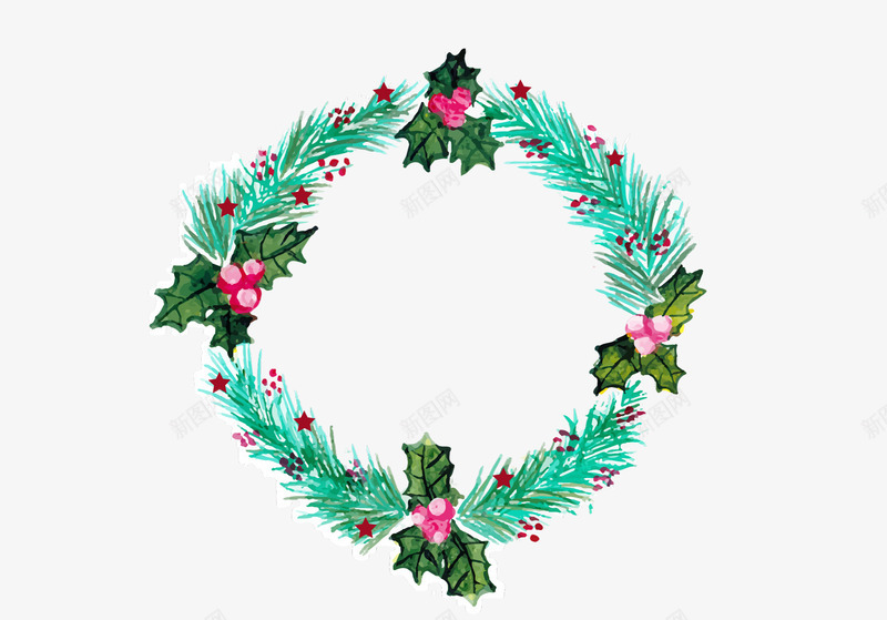 绿色枝叶水彩花框png免抠素材_88icon https://88icon.com 圆形花框 手绘花框 水彩花框 矢量花框 粉色手绘果子 绿色叶子 编织花框 花卉