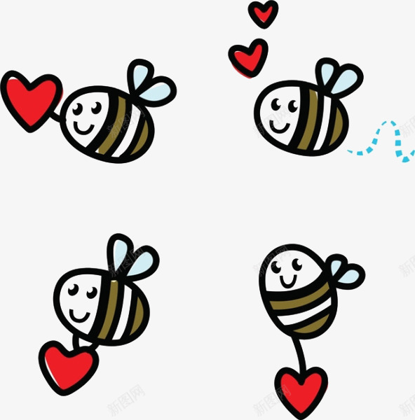 卡通爱心蜜蜂png免抠素材_88icon https://88icon.com 免扣蜜蜂 卡通 爱心 蜜蜂