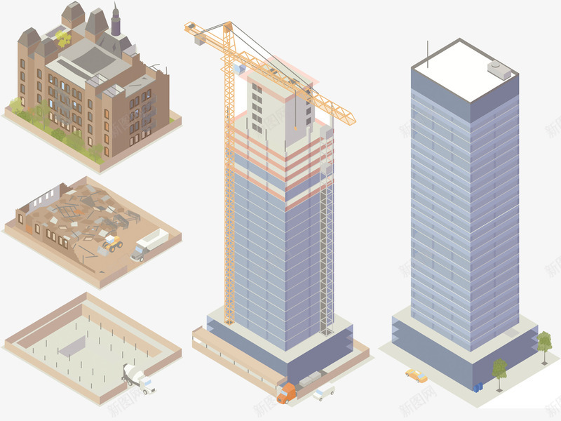 建筑工地图案png免抠素材_88icon https://88icon.com 吊臂机 建筑工地 盖楼 盖楼房 高楼大厦