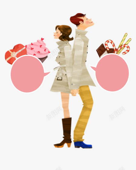 卡通情侣对话psd免抠素材_88icon https://88icon.com 对话 情侣 爱情 男女孩牵手背靠背 背靠背