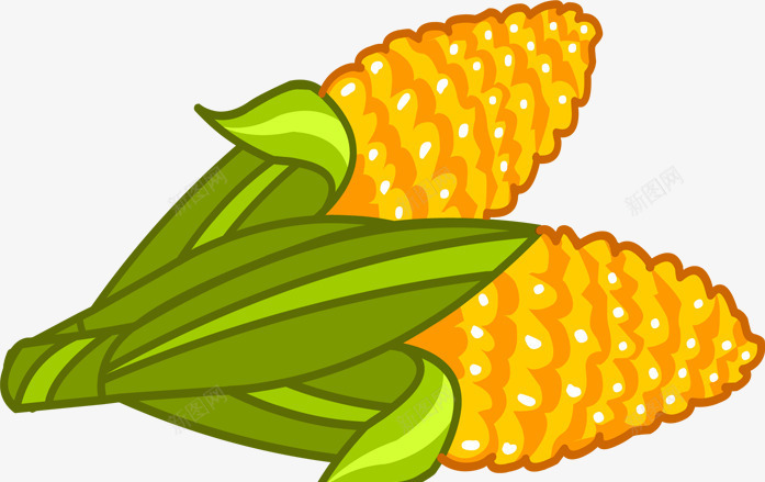 两个金黄的玉米动漫版png免抠素材_88icon https://88icon.com 玉米 金黄
