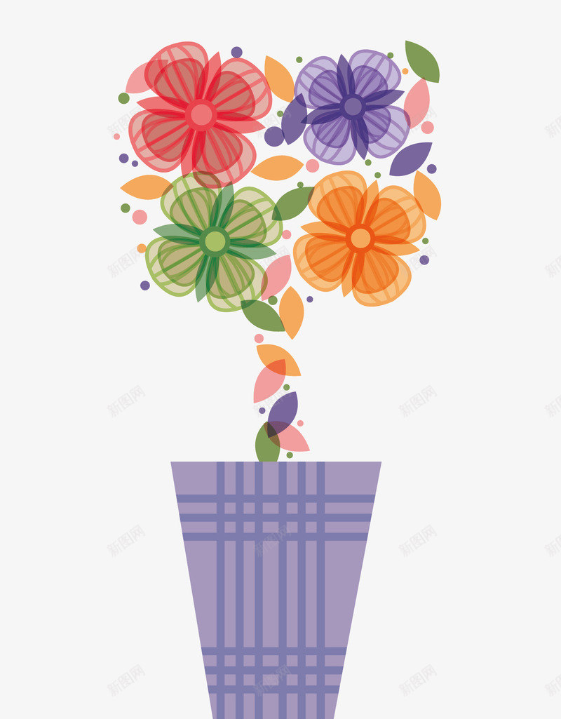 彩色的花矢量图ai免抠素材_88icon https://88icon.com 彩色的花 矢量素材 花 花朵 花盆 矢量图