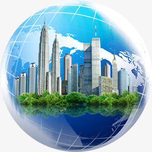 地球上的城市png免抠素材_88icon https://88icon.com 圆形 地球 城市 蓝色 高楼大厦